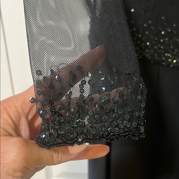 NWT Elegant limited edition Black and Gold Evening gown. Sheer mesh long sleeves - Picture 10 of 12